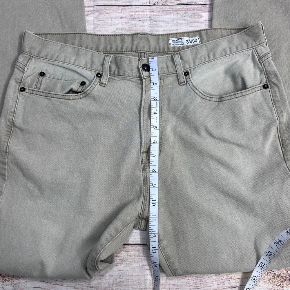 Cremieux Relaxed Straight Jeans Mens 34/30 Khaki Tan Premium Denim Stretch - Picture 5 of 9